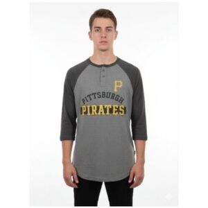 Men's Mens Pittsburgh Pirates Gray/Black  Henley T Tee Shirt NWT Size Medium